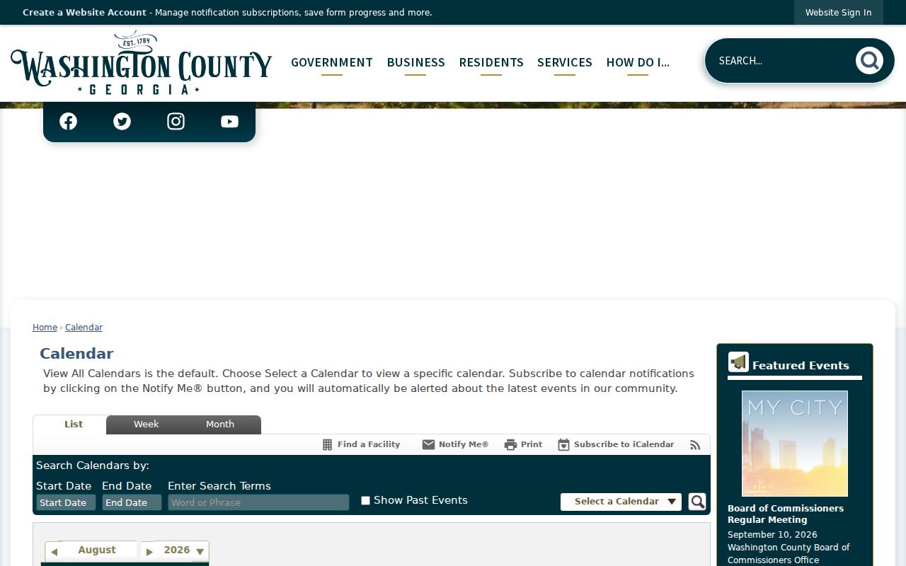 Washington County court dates comparison with county event calendar