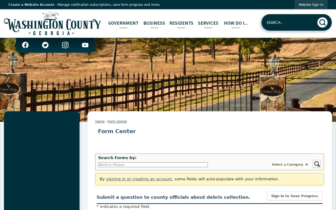 Washington County general Form Center question form