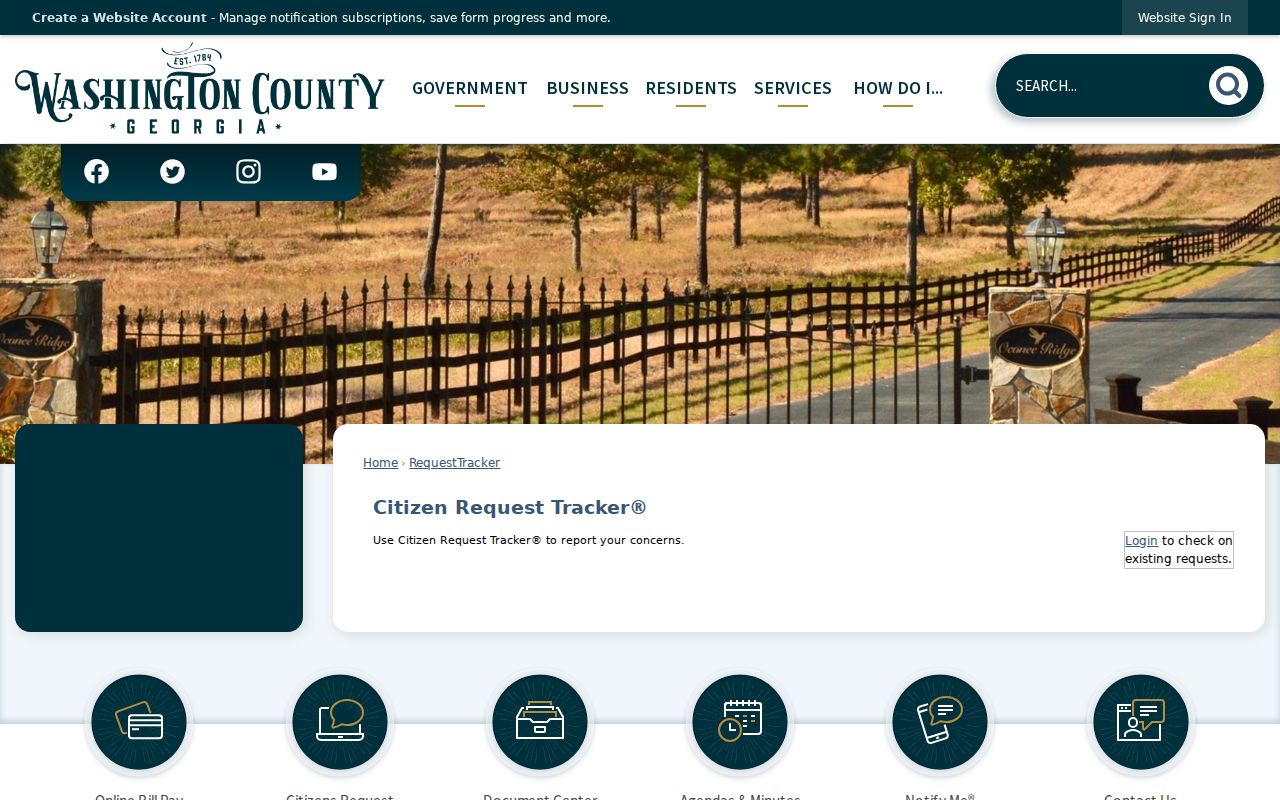 Washington County RequestTracker login page