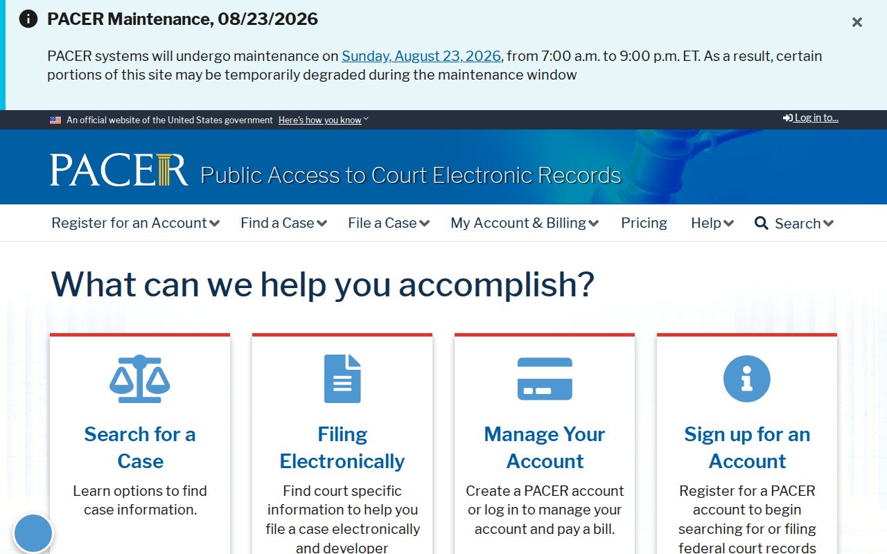 Oconee court docket PACER federal access source