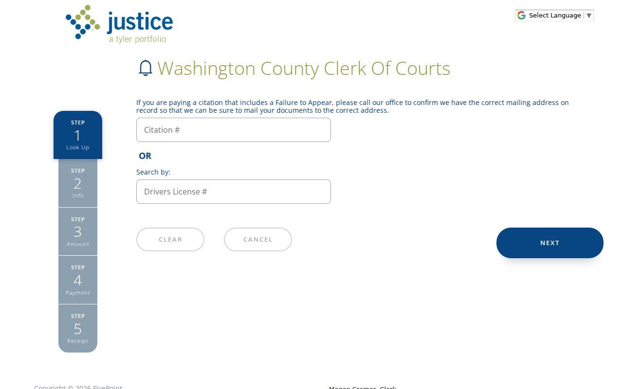 Washington County Wacotickets traffic citation payment portal